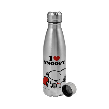 I LOVE SNOOPY, Metallic water bottle, stainless steel, 750ml