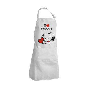 I LOVE SNOOPY, Ποδιά Σεφ Ολόσωμη Ενήλικων (με ρυθμιστικά και 2 τσέπες)