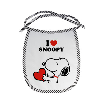 I LOVE SNOOPY, Σαλιάρα μωρού αλέκιαστη με κορδόνι Μαύρη