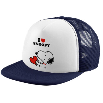 I LOVE SNOOPY, Καπέλο Soft Trucker με Δίχτυ Dark Blue/White 