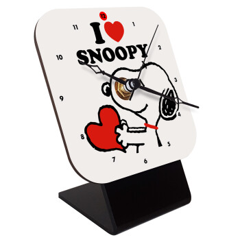 I LOVE SNOOPY, Quartz Wooden table clock with hands (10cm)