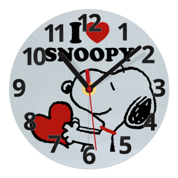 I LOVE SNOOPY, Ρολόι τοίχου γυάλινο (20cm)