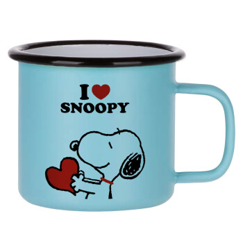 I LOVE SNOOPY, Κούπα Μεταλλική εμαγιέ ΜΑΤ σιέλ 360ml