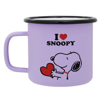I LOVE SNOOPY, Κούπα Μεταλλική εμαγιέ ΜΑΤ Light Pastel Purple 360ml