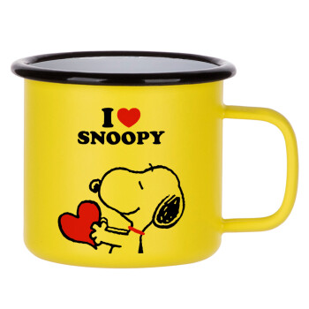 I LOVE SNOOPY, Κούπα Μεταλλική εμαγιέ ΜΑΤ Κίτρινη 360ml