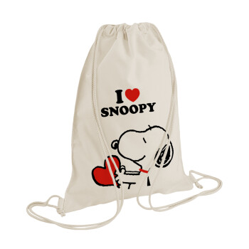 I LOVE SNOOPY, Τσάντα πλάτης πουγκί GYMBAG natural (28x40cm)
