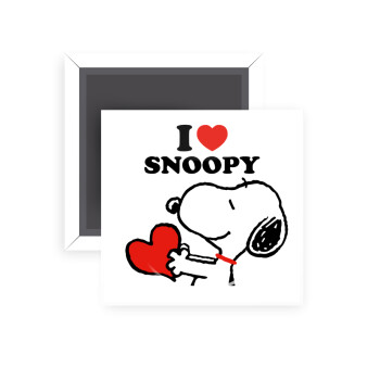 I LOVE SNOOPY, Μαγνητάκι ψυγείου τετράγωνο διάστασης 5x5cm
