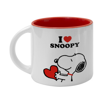 I LOVE SNOOPY, Κούπα κεραμική 400ml Λευκή/Κόκκινη