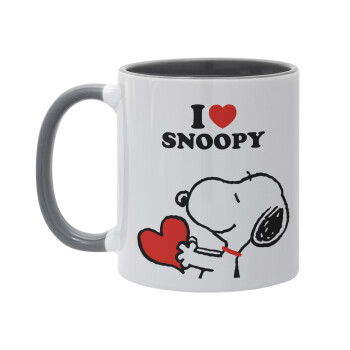 I LOVE SNOOPY, Mug colored grey, ceramic, 330ml