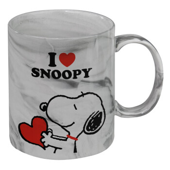I LOVE SNOOPY, Κούπα κεραμική, marble style (μάρμαρο), 330ml