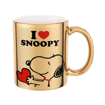 I LOVE SNOOPY, Mug ceramic, gold mirror, 330ml