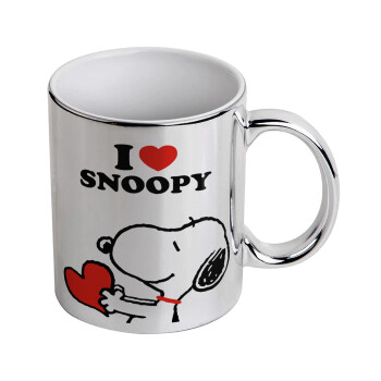 I LOVE SNOOPY, Κούπα κεραμική, ασημένια καθρέπτης, 330ml