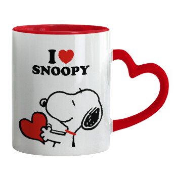 I LOVE SNOOPY, Mug heart red handle, ceramic, 330ml
