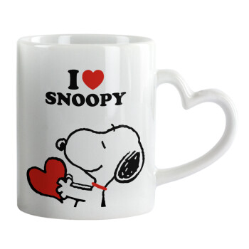 I LOVE SNOOPY, Mug heart handle, ceramic, 330ml