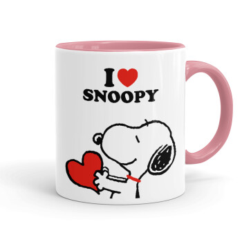 I LOVE SNOOPY, Κούπα χρωματιστή ροζ, κεραμική, 330ml