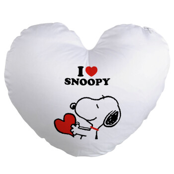I LOVE SNOOPY, Μαξιλάρι καναπέ καρδιά 40x40cm περιέχεται το  γέμισμα