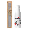 Easter Set, metallic stainless thermos bottle (500ml) & scented flat Easter candle (30cm) (GRAY)