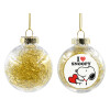 Transparent Christmas tree ball ornament with gold filling 8cm