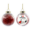 Transparent Christmas tree ball ornament with red filling 8cm