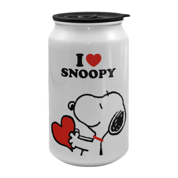 I LOVE SNOOPY, Κούπα ταξιδιού μεταλλική με καπάκι (tin-can) 500ml
