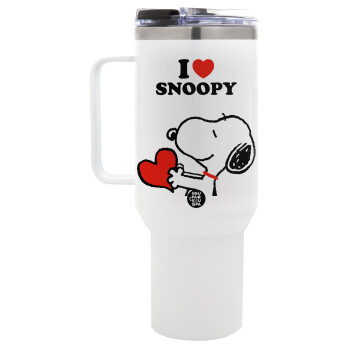 I LOVE SNOOPY, Mega Stainless steel Tumbler with lid, double wall 1,2L