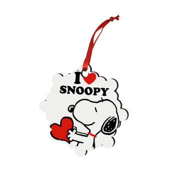 I LOVE SNOOPY, Christmas ornament snowflake wooden 7.5cm