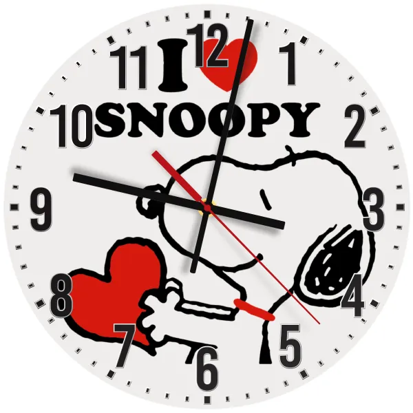 I LOVE SNOOPY — Ρολόι τοίχου ξύλινο 30cm