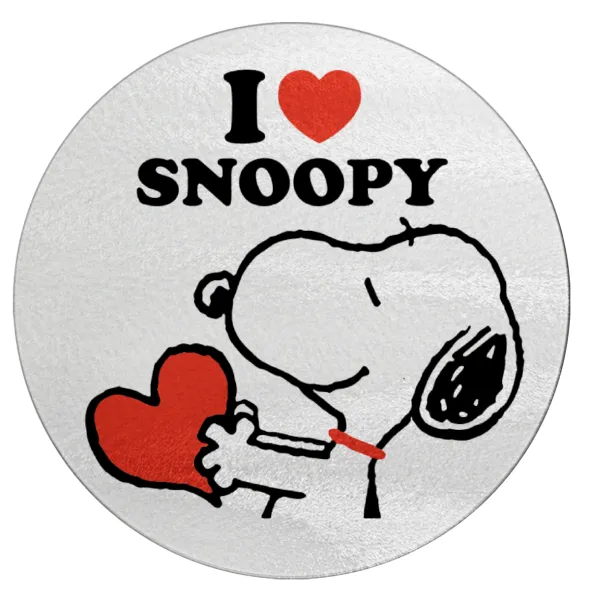 I LOVE SNOOPY — Επιφάνεια κοπής γυάλινη στρογγυλή (30cm)