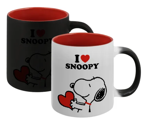 I LOVE SNOOPY — Κούπα Μαγική εσωτερικό κόκκινο, κεραμική, 330ml που αλλάζει χρώμα με το ζεστό ρόφημα