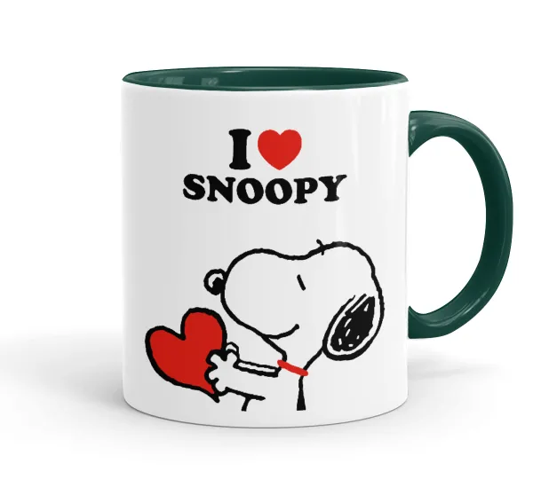 I LOVE SNOOPY — Κούπα χρωματιστή πράσινη, κεραμική, 330ml