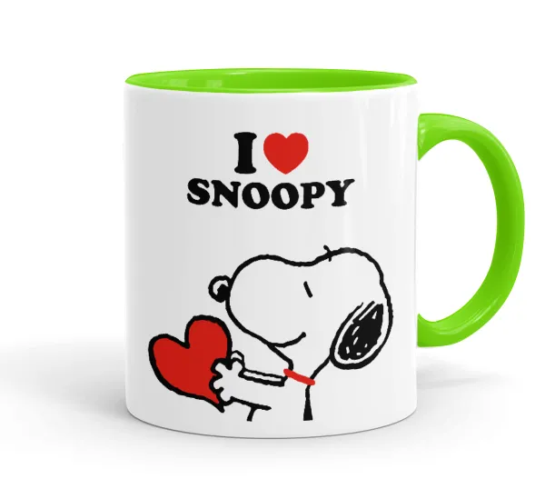 I LOVE SNOOPY — Mug colored light green, ceramic, 330ml