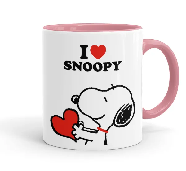I LOVE SNOOPY — Κούπα χρωματιστή ροζ, κεραμική, 330ml