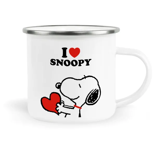I LOVE SNOOPY — Metallic enamel cup white 360ml