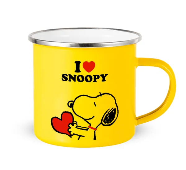 I LOVE SNOOPY — Yellow Enamel Metallic Cup 360ml