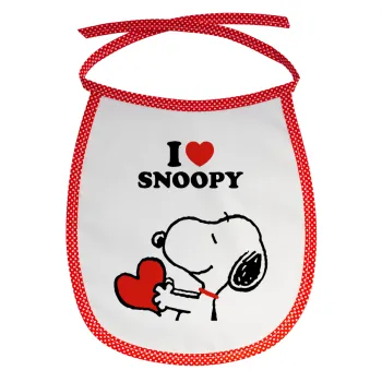 I LOVE SNOOPY, Σαλιάρα μωρού αλέκιαστη με κορδόνι Κόκκινη