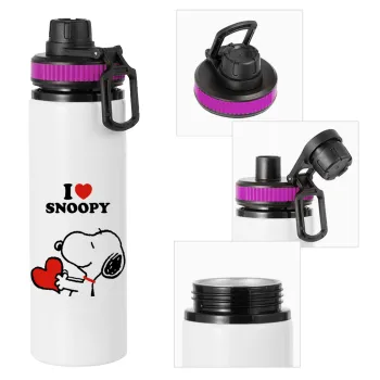 I LOVE SNOOPY, Metallic water bottle with safety lid, 850ml aluminum