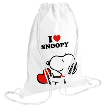 I LOVE SNOOPY, Backpack pouch GYMBAG white (28x40cm)