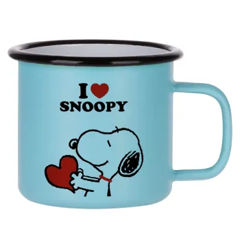 I LOVE SNOOPY, Κούπα Μεταλλική εμαγιέ ΜΑΤ σιέλ 360ml