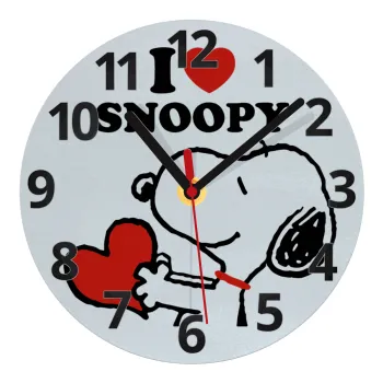 I LOVE SNOOPY, Ρολόι τοίχου γυάλινο (20cm)