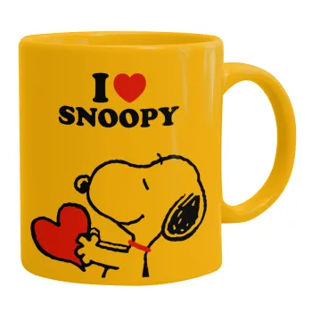 I LOVE SNOOPY, Κούπα, κεραμική κίτρινη, 330ml