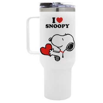 I LOVE SNOOPY, Mega Tumbler με καπάκι, διπλού τοιχώματος (θερμό) 1,2L