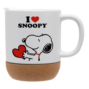 I LOVE SNOOPY, Κούπα, κεραμική με βάση φελού και καπάκι (ΜΑΤ), 330ml