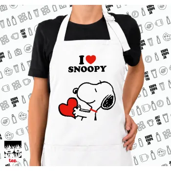 I LOVE SNOOPY, Ποδιά μακριά Σεφ ολόσωμη με τσέπες white (ΕΝΗΛΙΚΩΝ)