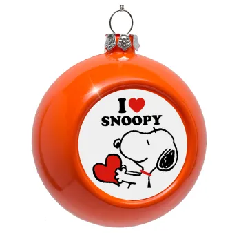 I LOVE SNOOPY, Orange Christmas tree ornament bauble 8cm