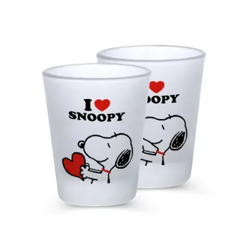 I LOVE SNOOPY, Σφηνοπότηρα γυάλινα 45ml του πάγου (2 τεμάχια)