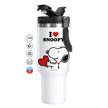 I LOVE SNOOPY, Mega Tumbler με καπάκι, διπλού τοιχώματος (θερμό) 1,2L