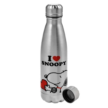 I LOVE SNOOPY, Metallic water bottle, stainless steel, 750ml