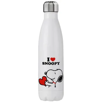 I LOVE SNOOPY, Μεταλλικό παγούρι θερμός (Stainless steel), διπλού τοιχώματος, 750ml
