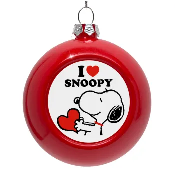 I LOVE SNOOPY, Στολίδι Χριστουγεννιάτικη μπάλα δένδρου Κόκκινη 8cm