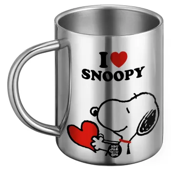 I LOVE SNOOPY, Ανοξείδωτη Μεταλλική Κούπα 450ml - Διπλού Τοιχώματος